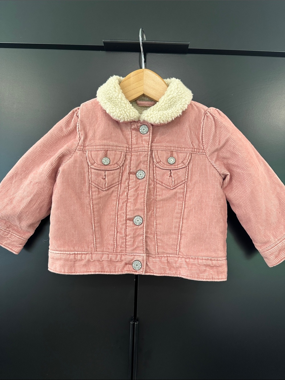 Baby Gap Pink Corduroy Sherpa Lined Trucker Jacket 6-12‎ Months Kids Coat